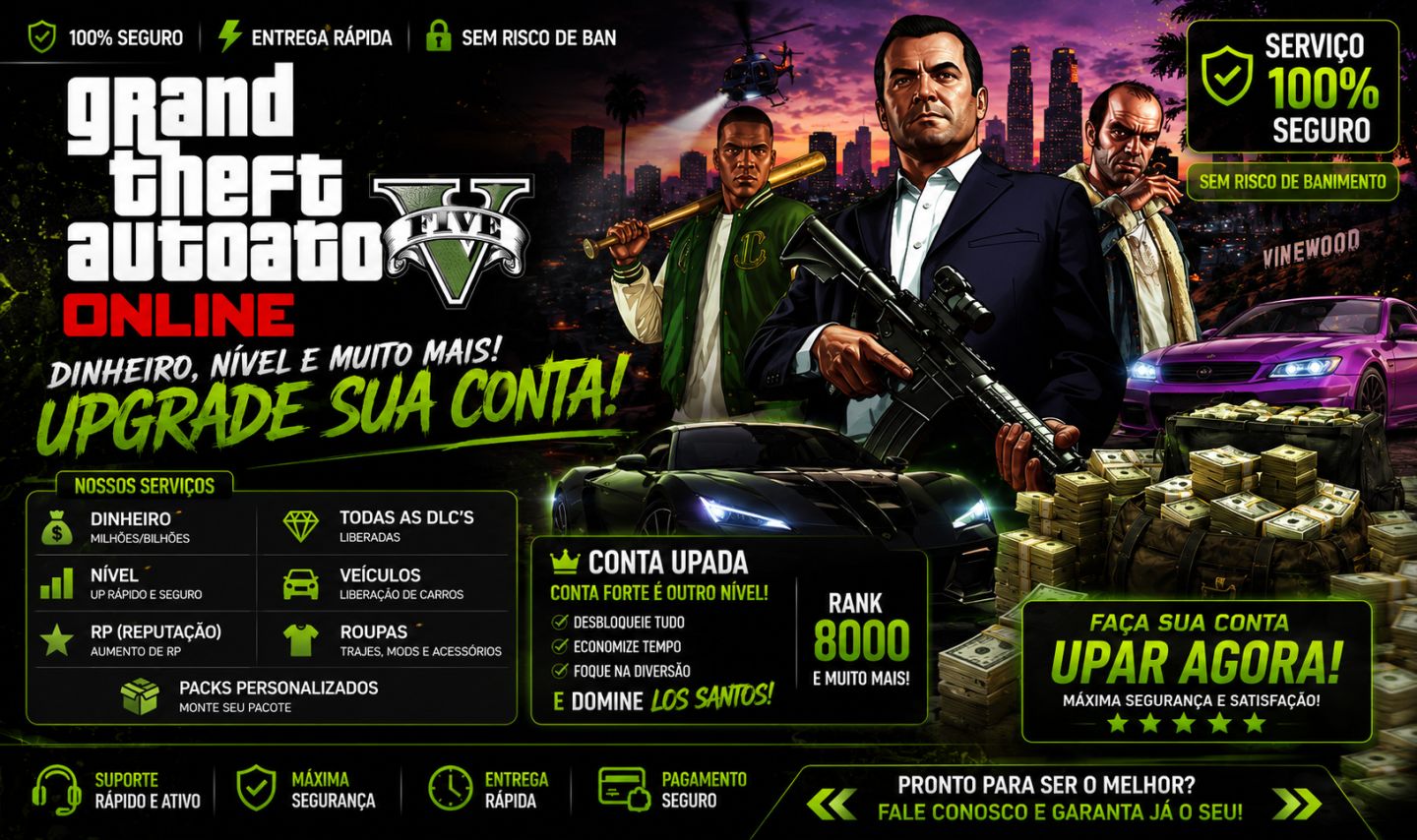 UP DE CONTAS DO GTA 5 ONLINE! (dinheiro, nivel, trajes & desbloqueios)