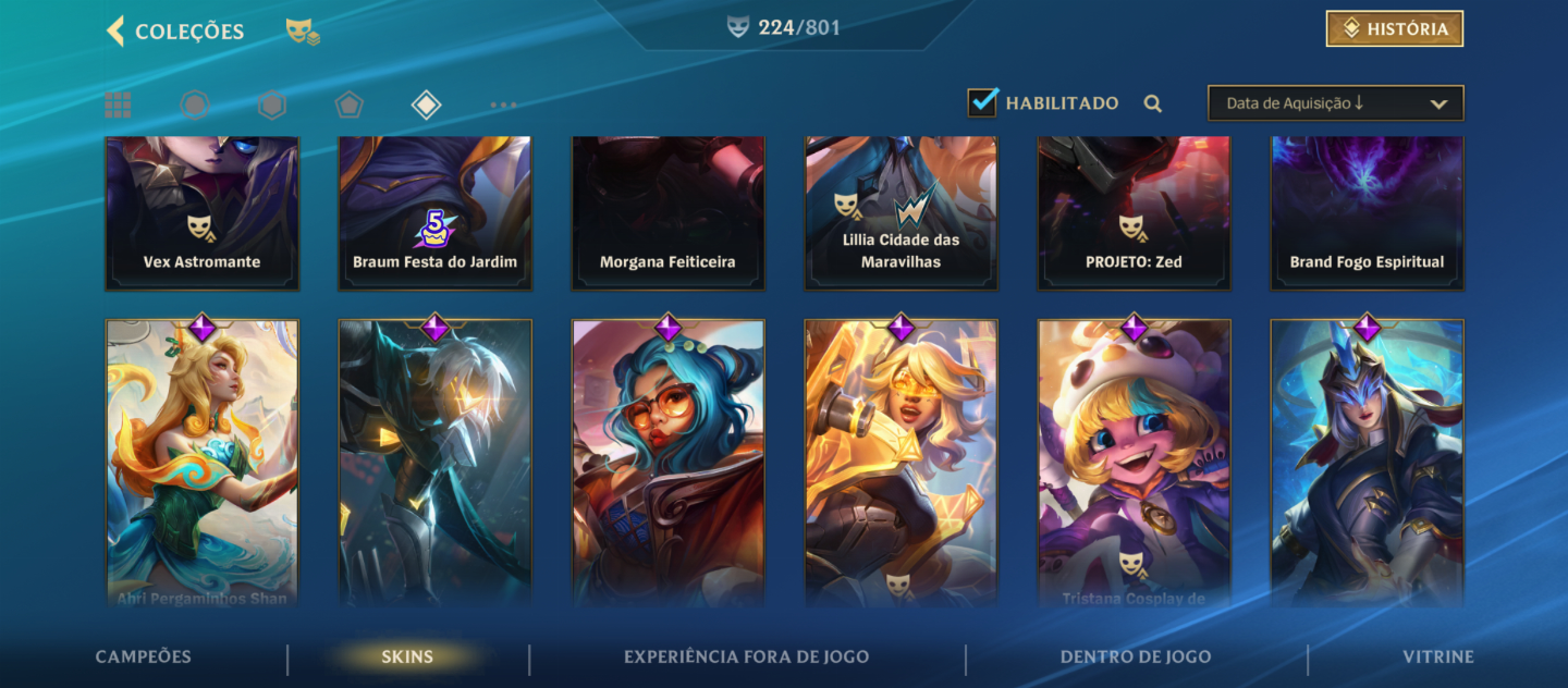 CONTA WILD RIFT +PC 4K GASTO 239 SKINS, 30LENDÁRIAS, 129 ÉPICAS 44k COLECIONADOR