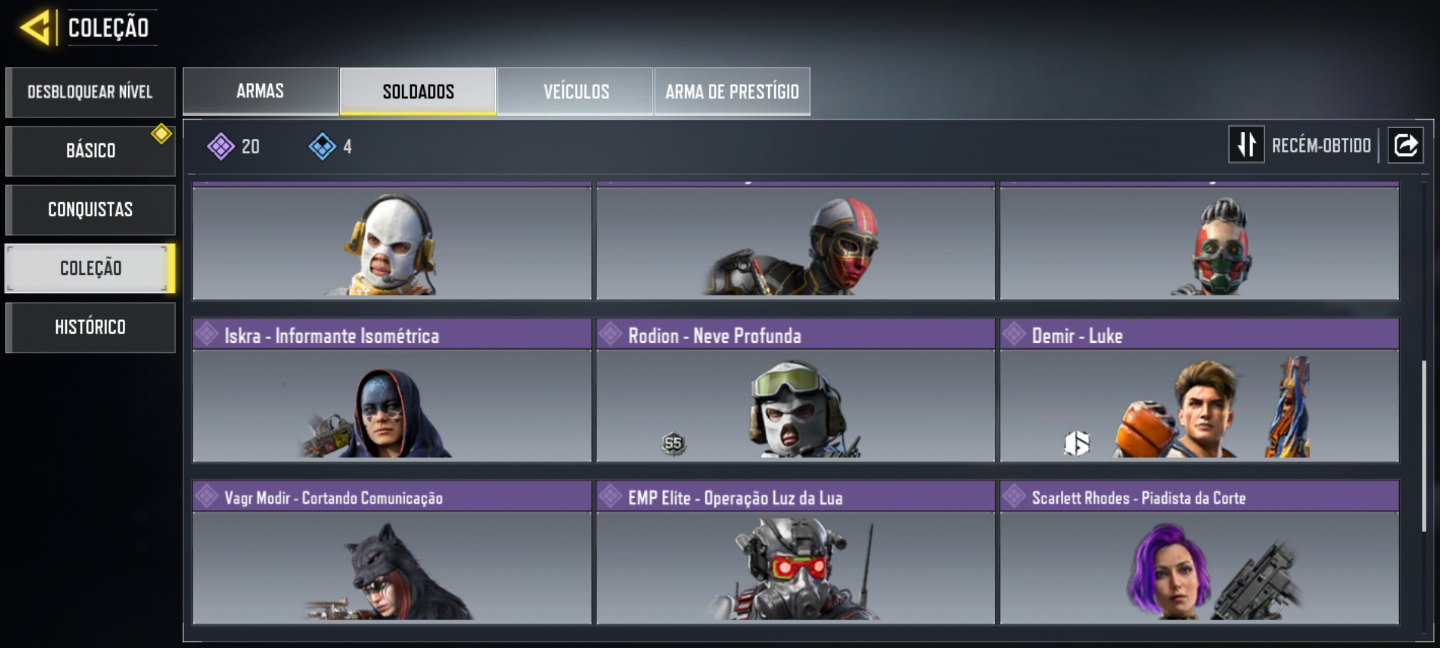 Conta cod mobile com varias skins