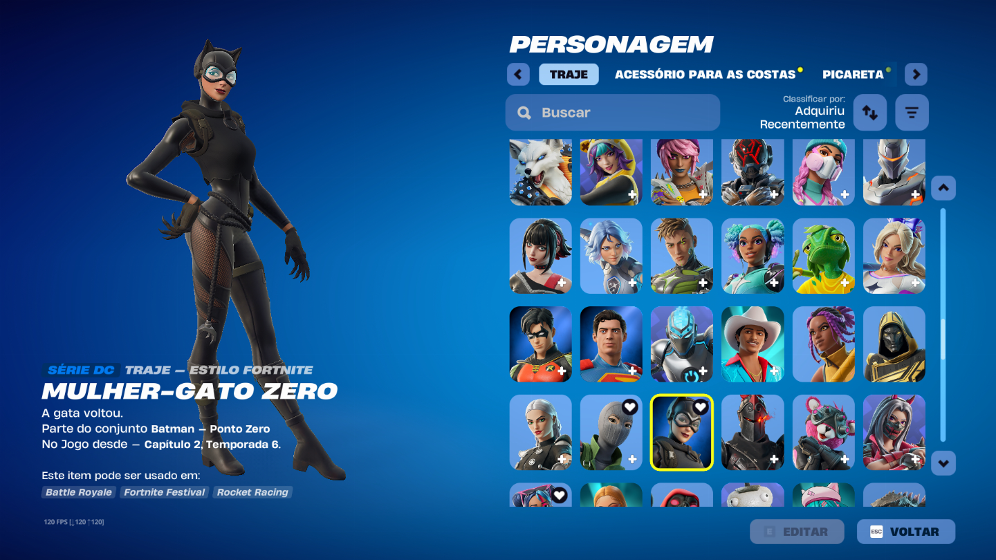 Conta de Fortnite com picareta do kratos entre outras skins e picaretas
