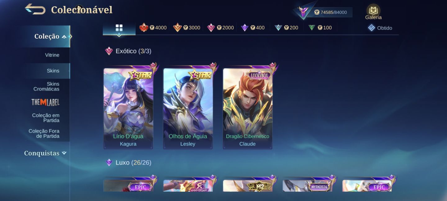[PROMOÇÃO] Conta MLBB 260 Skins | Granger Prime + Minato + KOF + Transformers