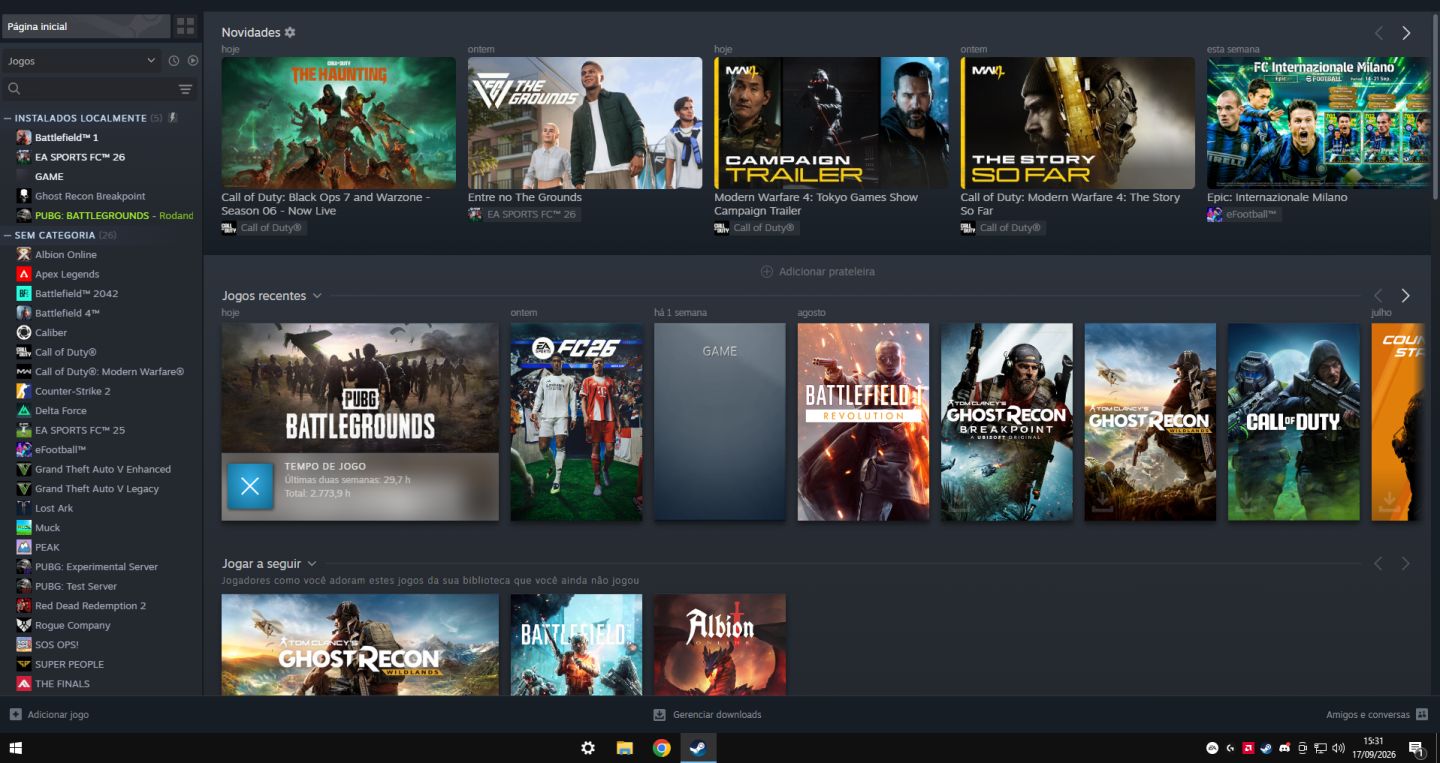 Conta STEAM - PUBG (5 PROG. + COMP.) - RED DEAD 2 - COD MW - BF 1, 4, 2042 e ETC