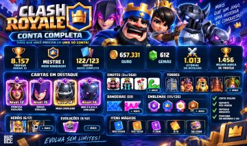 CLASH ROYALE | 8.157 TROFÉUS | 122/123 CARTAS | MESTRE I | 612 GEMAS