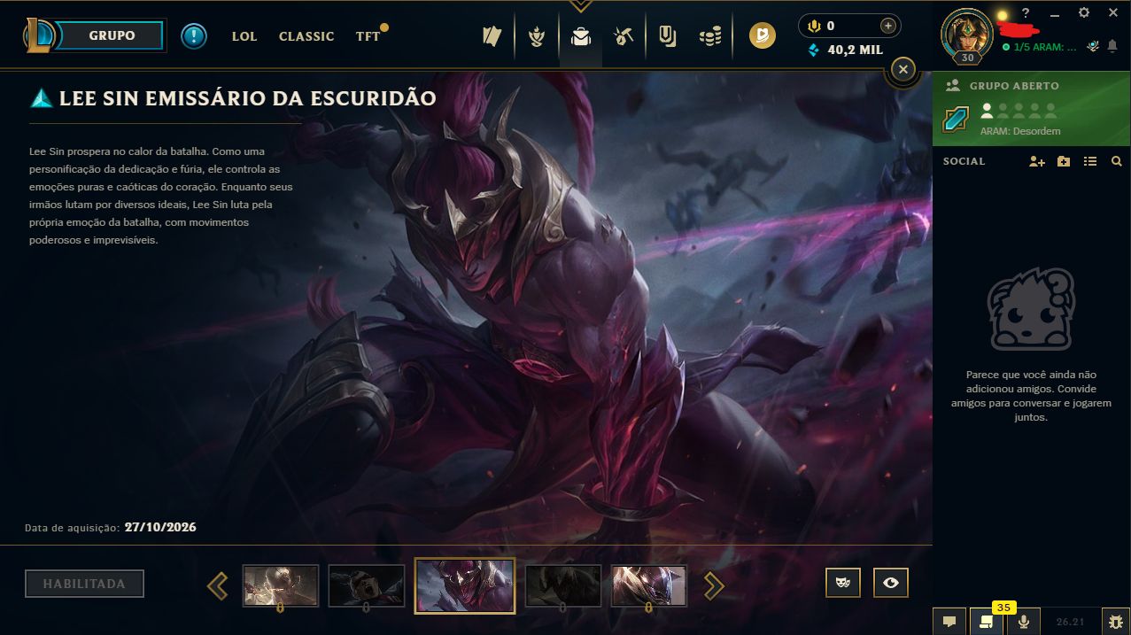 Conta Smurf LVL 30 - Escolha sua skin | Ranqueada Liberada | Melhor Preço LoL