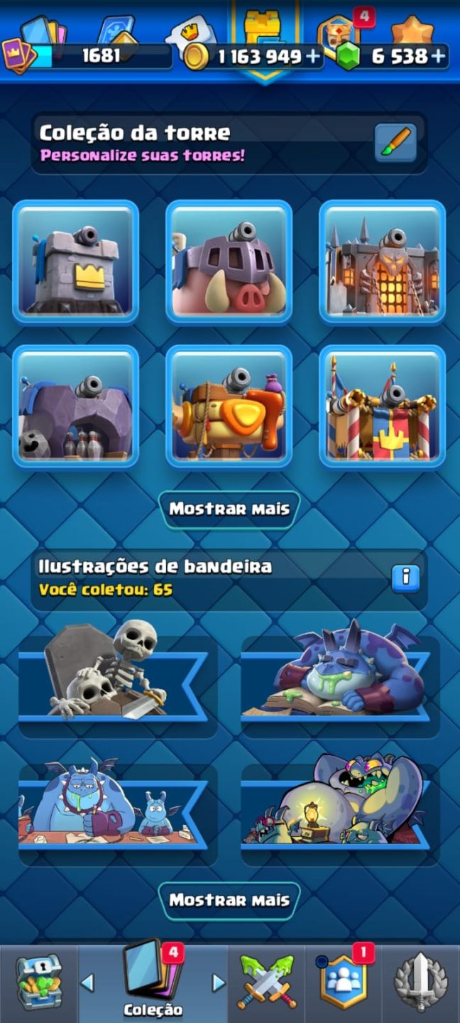 Super desconto 50% - CONTA CLASH ROYALE 1705 nivel de coleção
