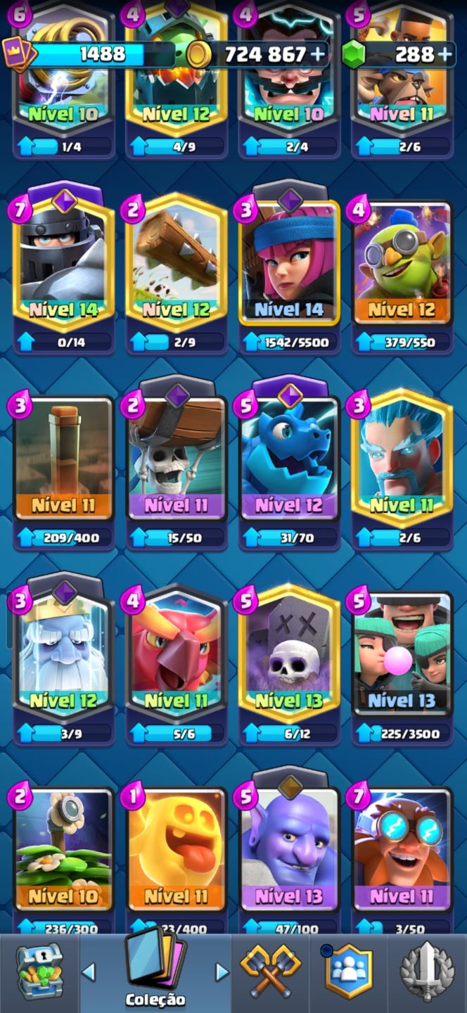 CONTA CLASH ROYALE | ARENA 25 | 724K OURO | BRUXA NÍVEL 16 | VÁRIAS EVOLUÇÕES