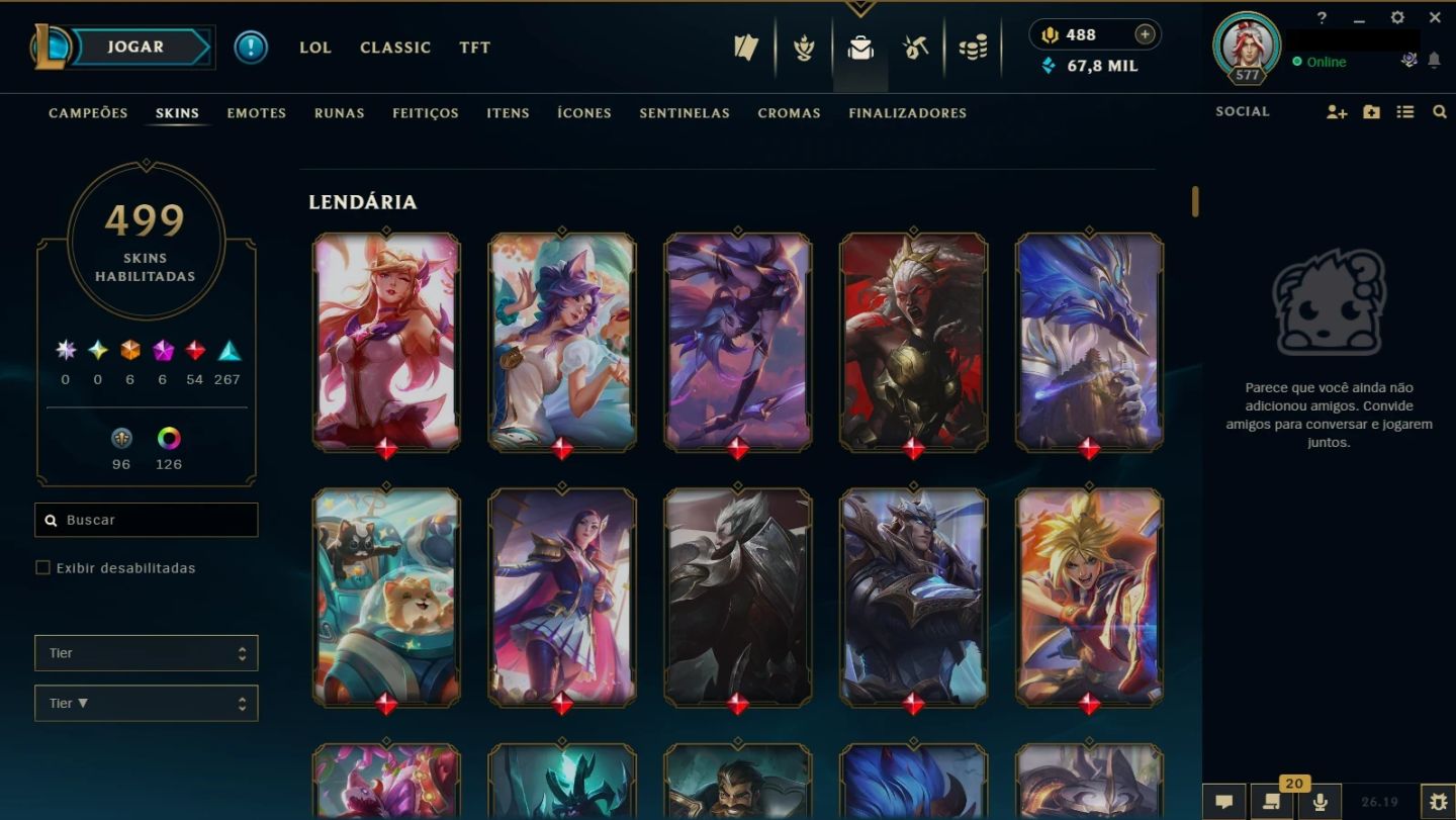Conta com 501 skins