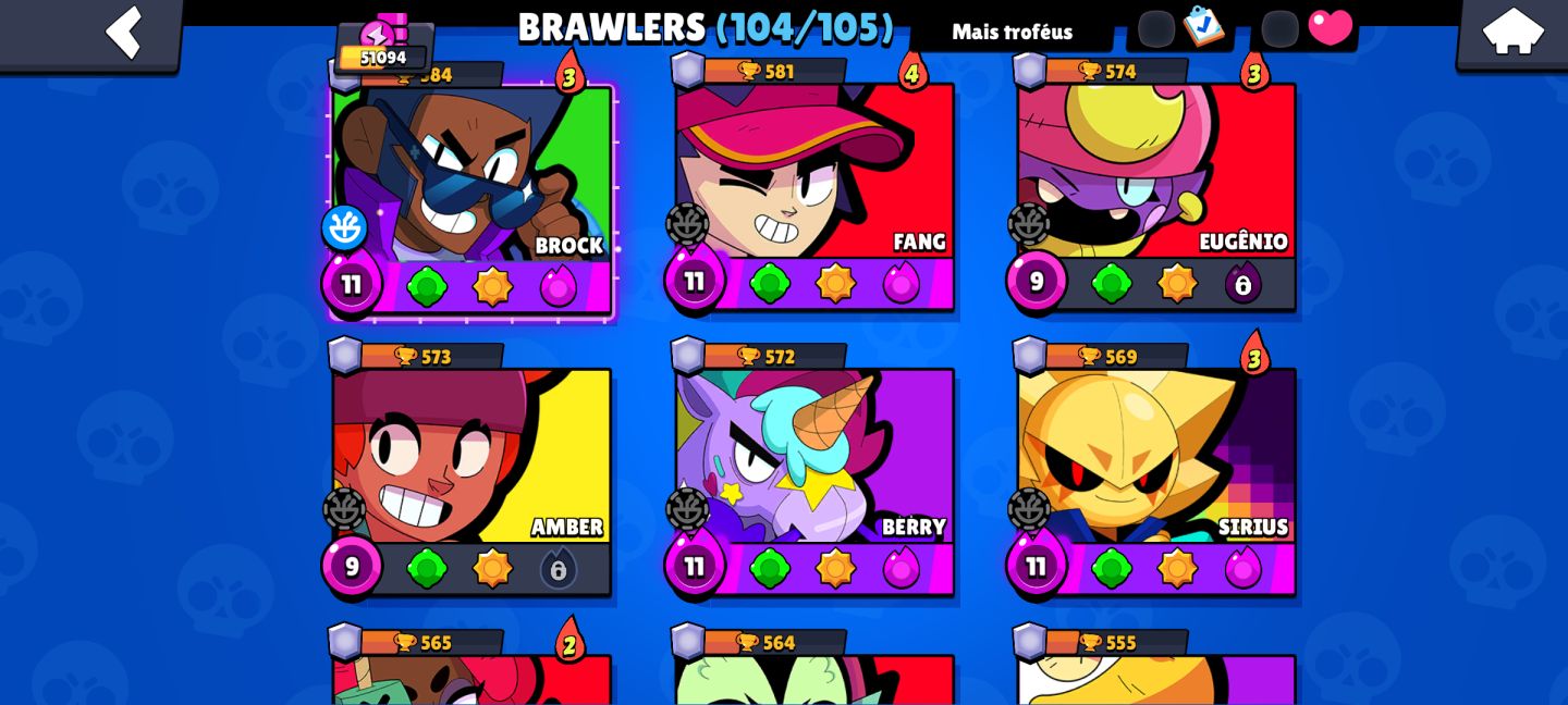 CONTA RARISSIMA, DESDE 2019 BRAWL STARS 104/105 BRAWLERS
