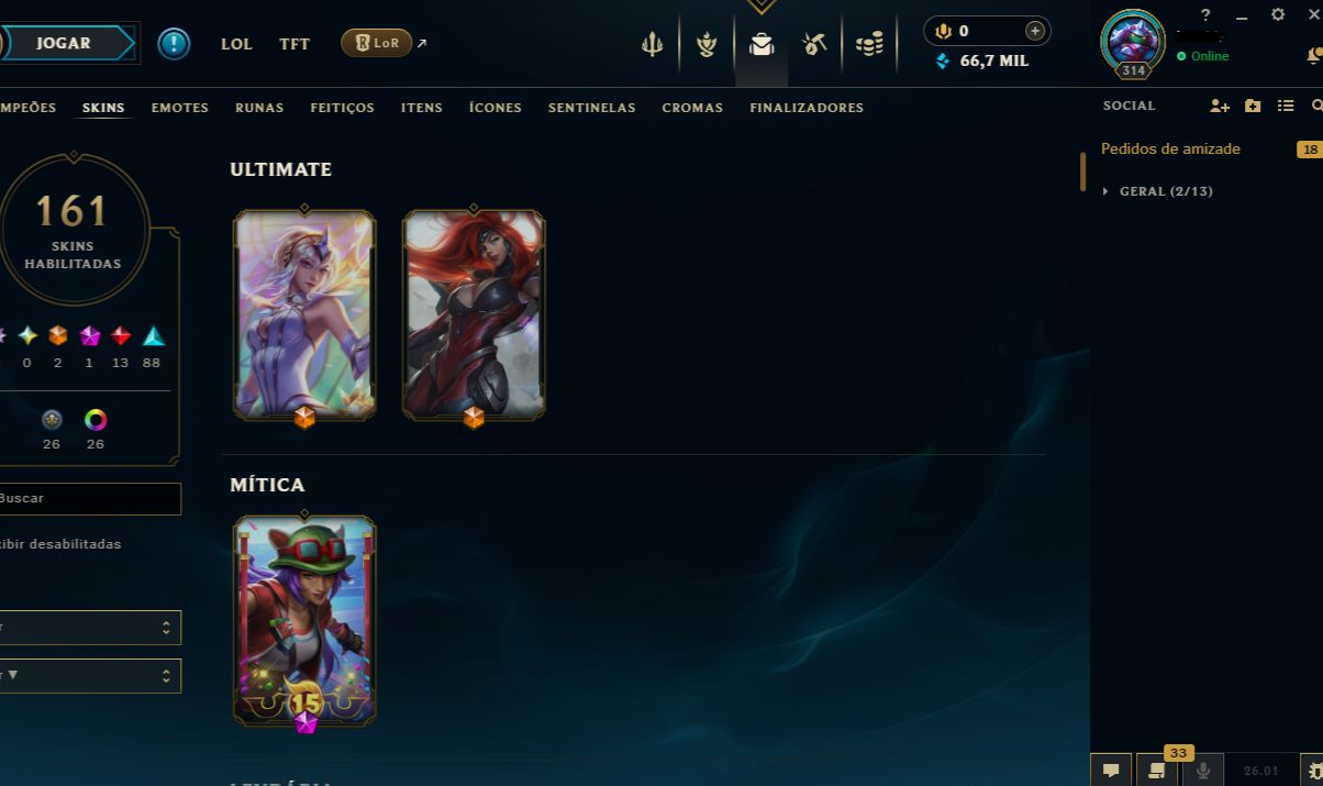 CONTA LOL/VALORANT FULL CHAMPS E SKINS FULL ACESSO