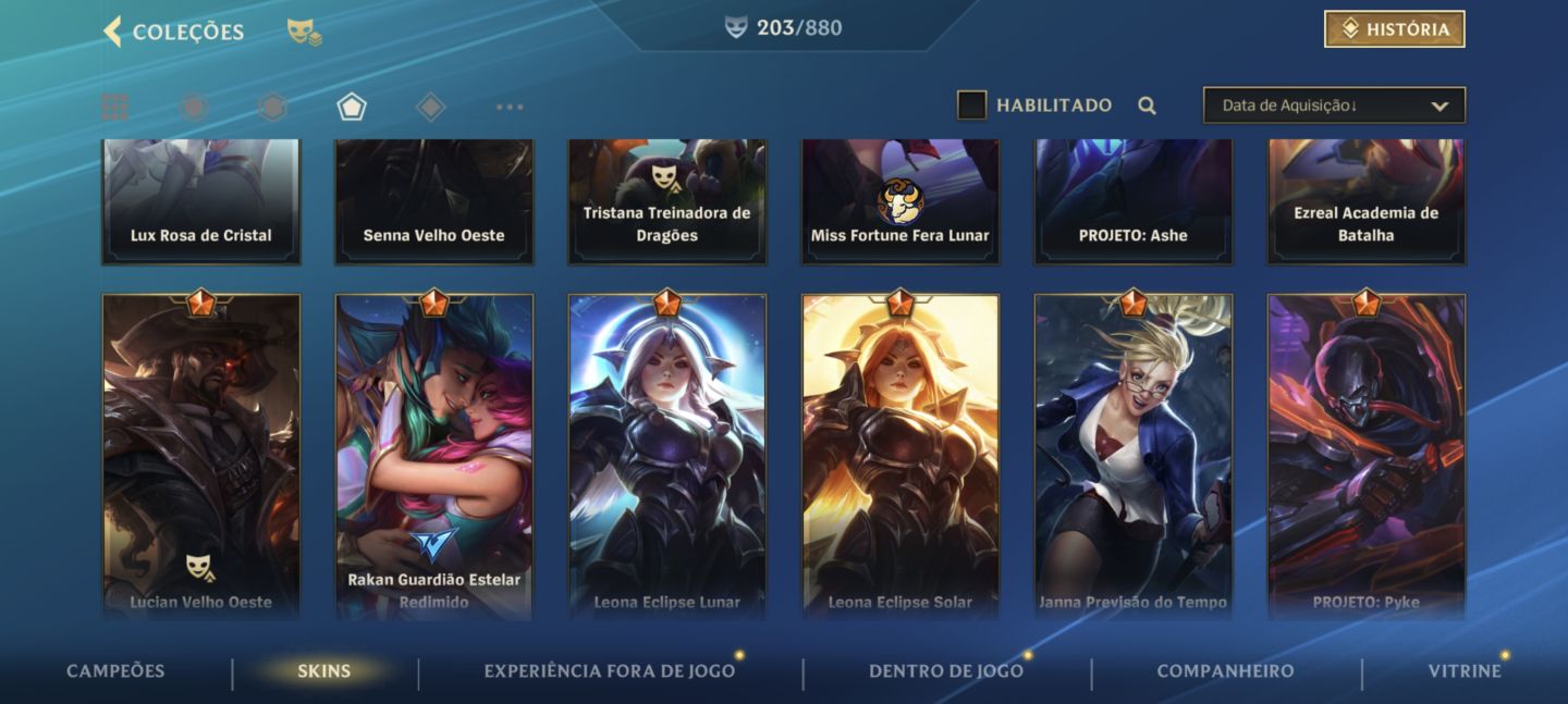 Conta ex monarca, high elo com skins raras