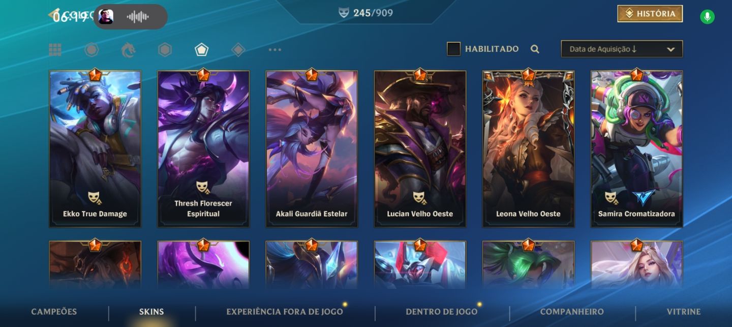 Conta wild Rift com skin Raras Lendárias