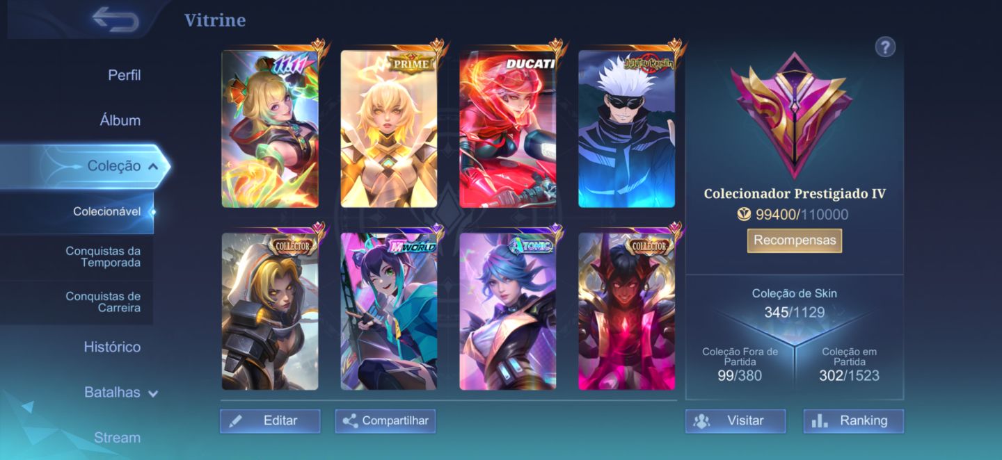 Conta Móbile Legends full heróis / emblemas e com várias skins