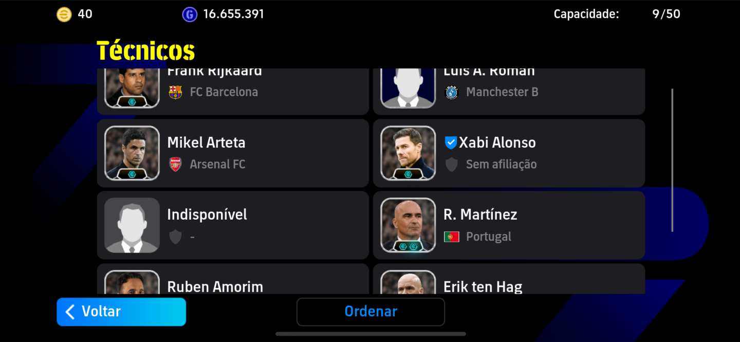 Conta efootbal mobile força do time 3.212