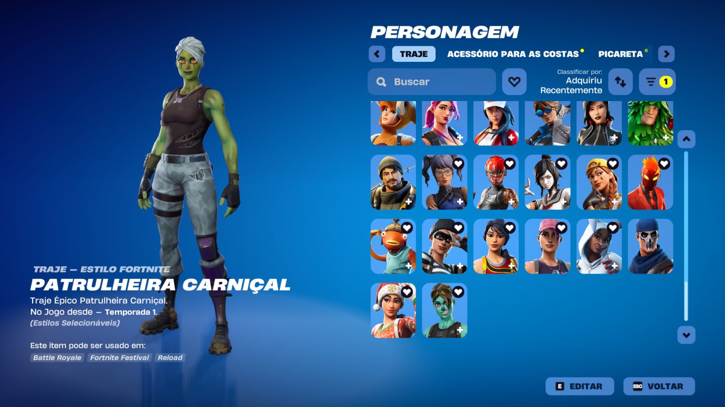 CONTA DE FORTNITE COM 122 SKINS E PICARETA MACHADO DOCE / CONTA MUITO BOA!!!