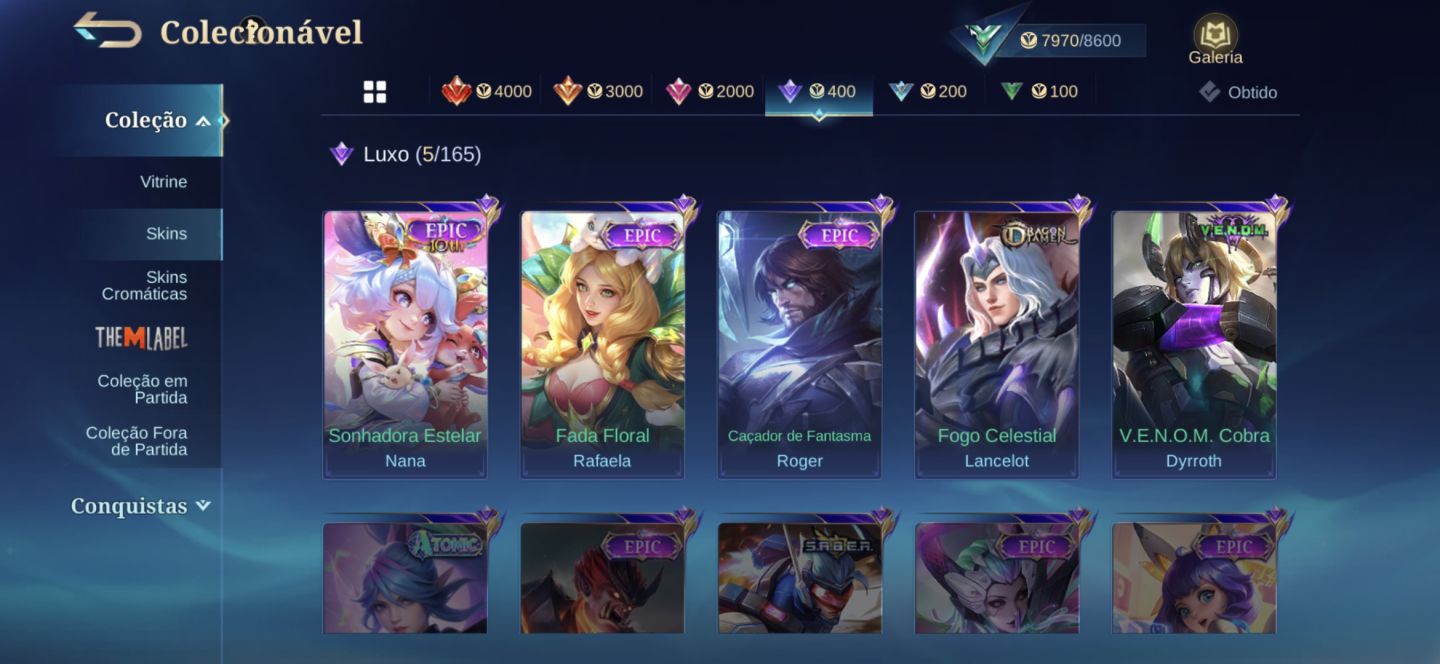 Conta no elo mitico com muito recurso e diamantes