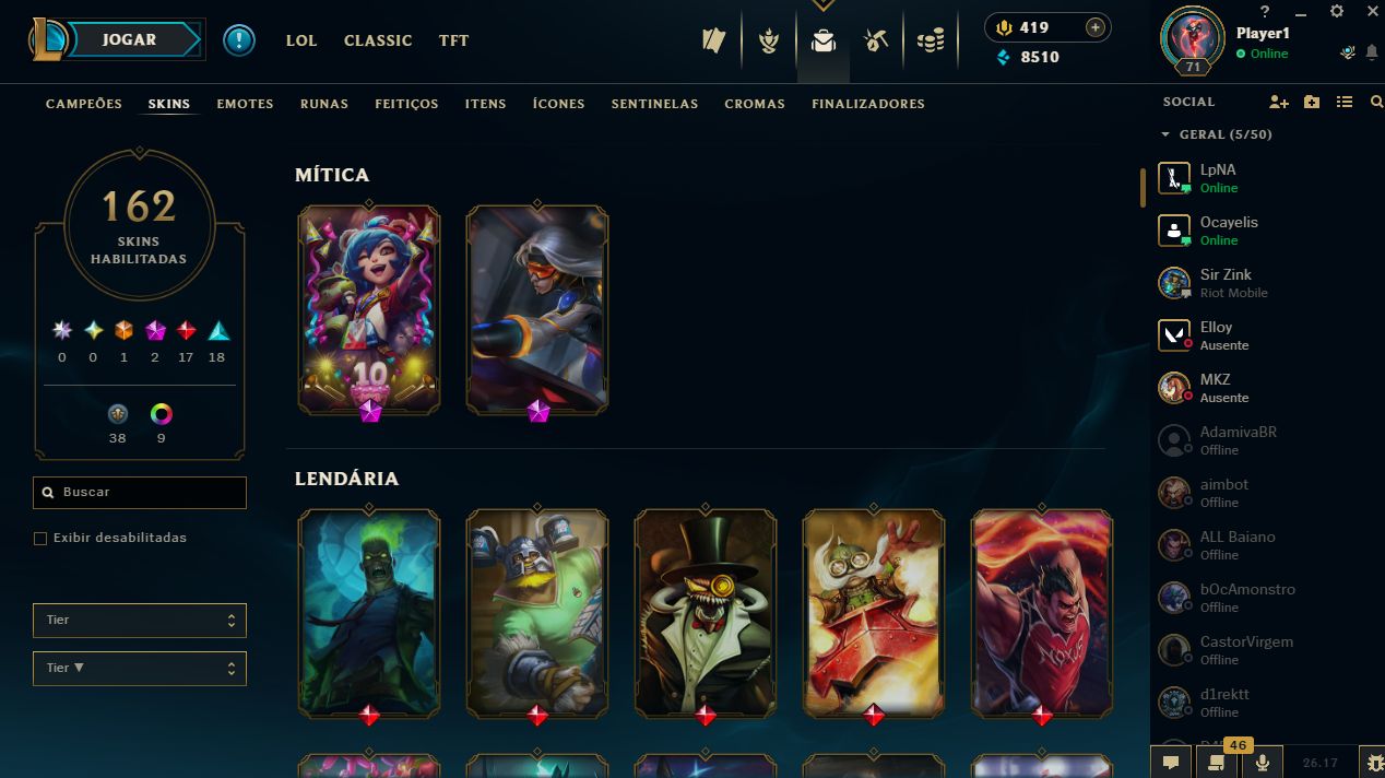 CONTA LEAGUE OF LEGENDS / VALORANT