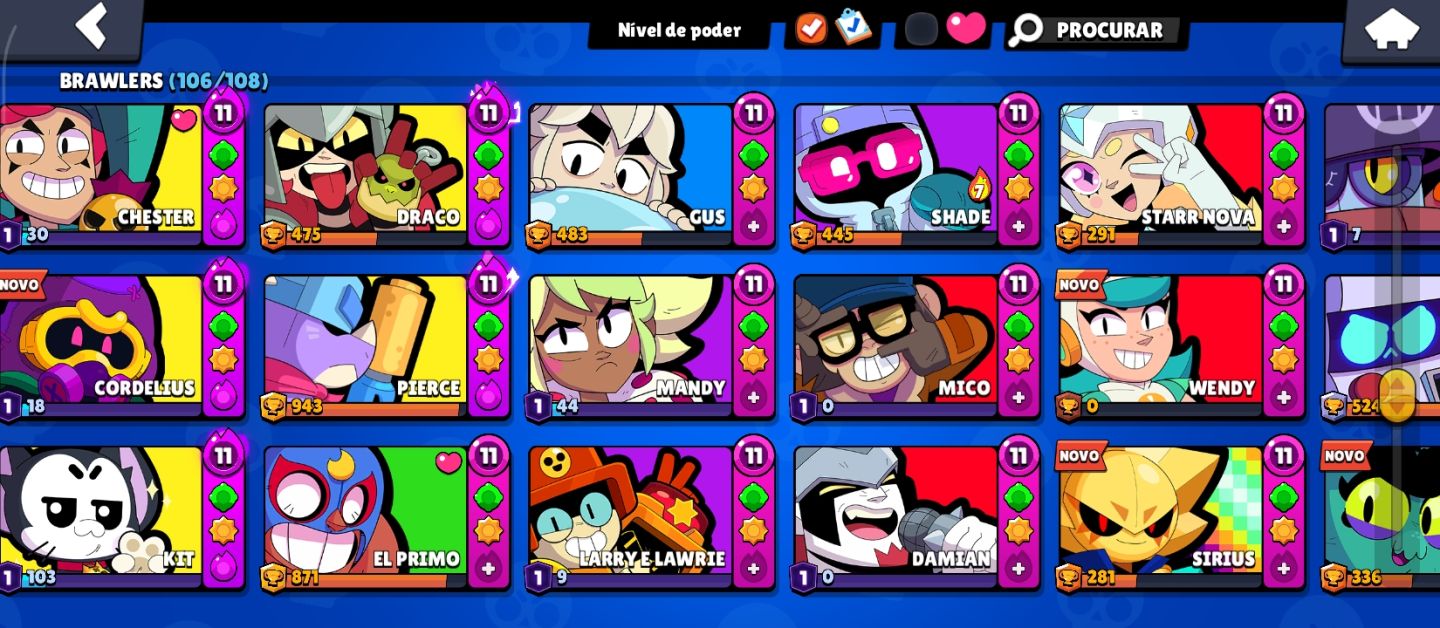 Conta de brawl stras MUITO UPADA com MESTRE NA RANK