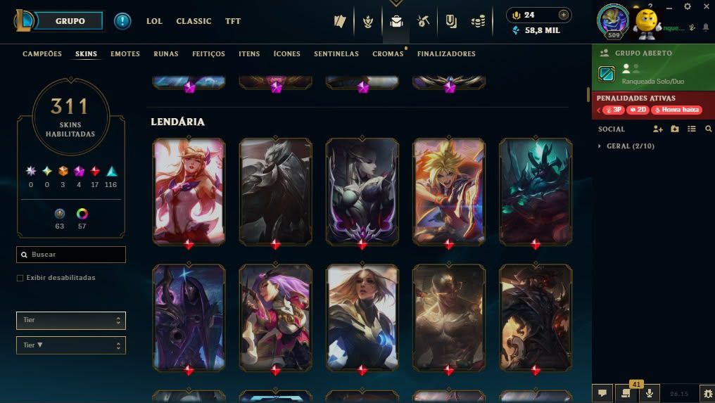 CONTA LEAGUE OS LEGENDS NIVEL 509 MESTRE