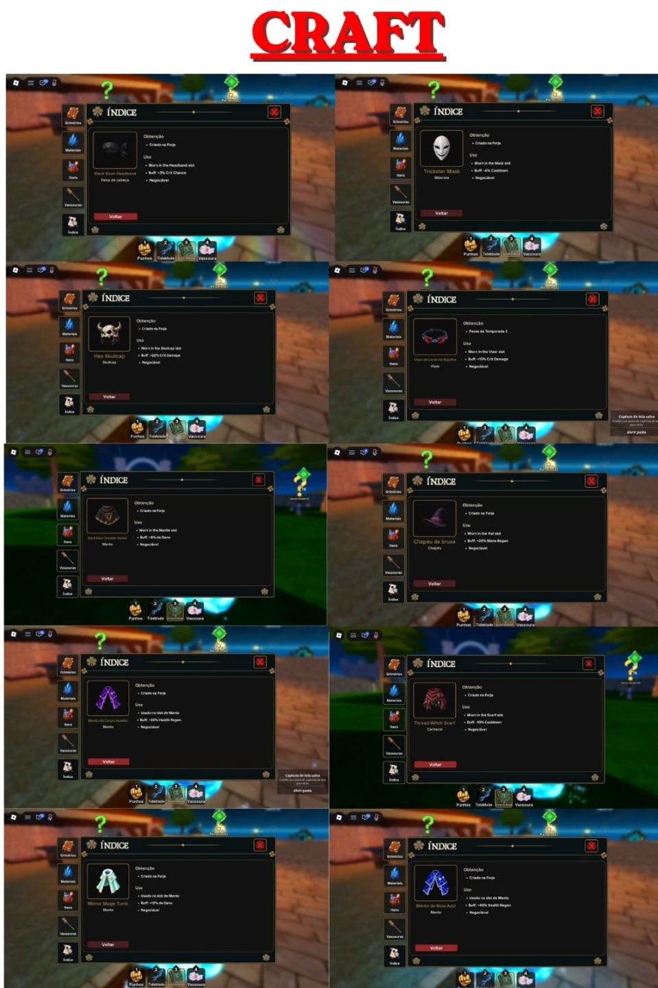 LENDAS DE TREVO :GRIMÓRIOS, CONTAS, ITENS, AURAS E SERVIÇO DE CLASSE!
