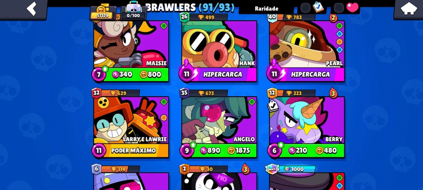 Conta Brawl Stars Rara 91/93 personagens - Vem no Certo