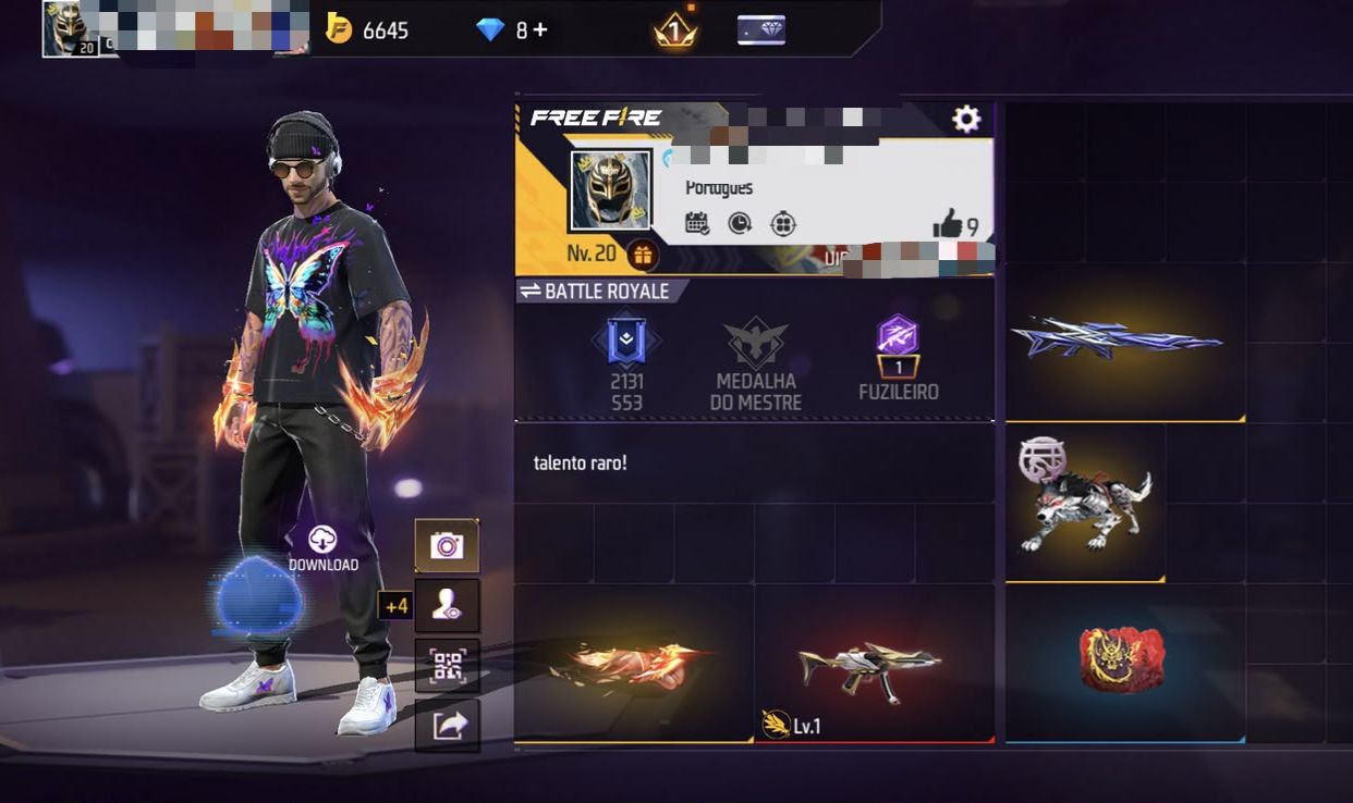 [FREE FIRE] CONTA COM PUNHO FÊNIX FRAGMENT +MP5 EVO+PAREDE DE GEL DRAGÃO DOURADO
