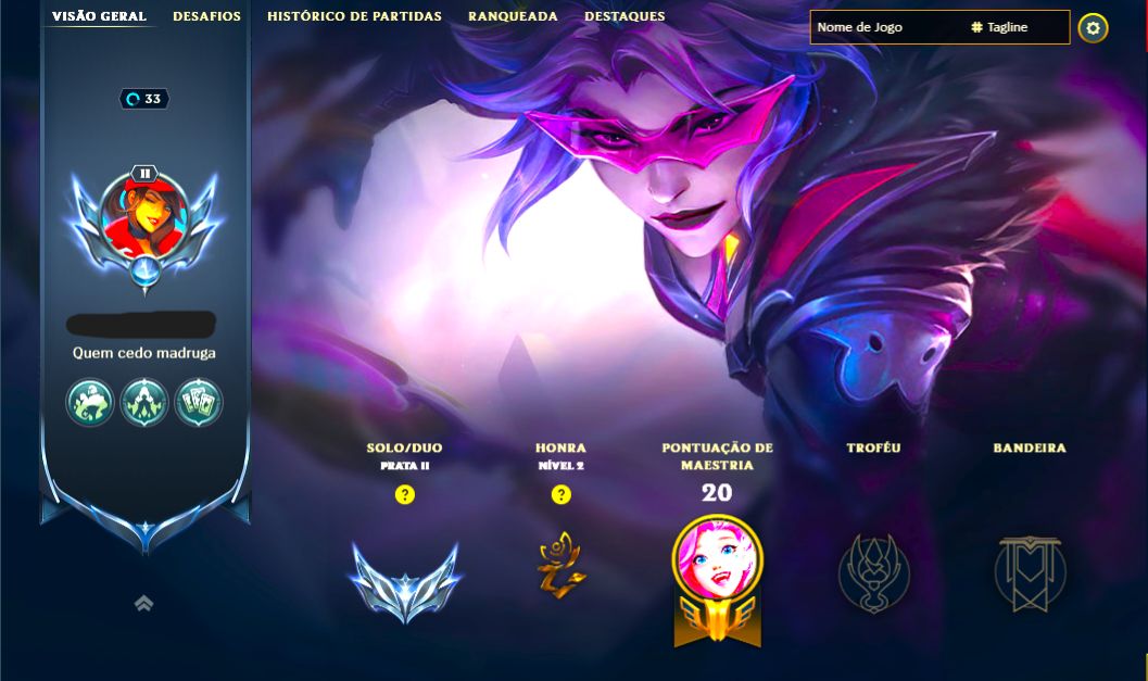 SKIN VAYNE MORCEGO DE BATALHA + [ RANQUEADA 80% DE WIN RATE ] + [ TROCA NICK ]