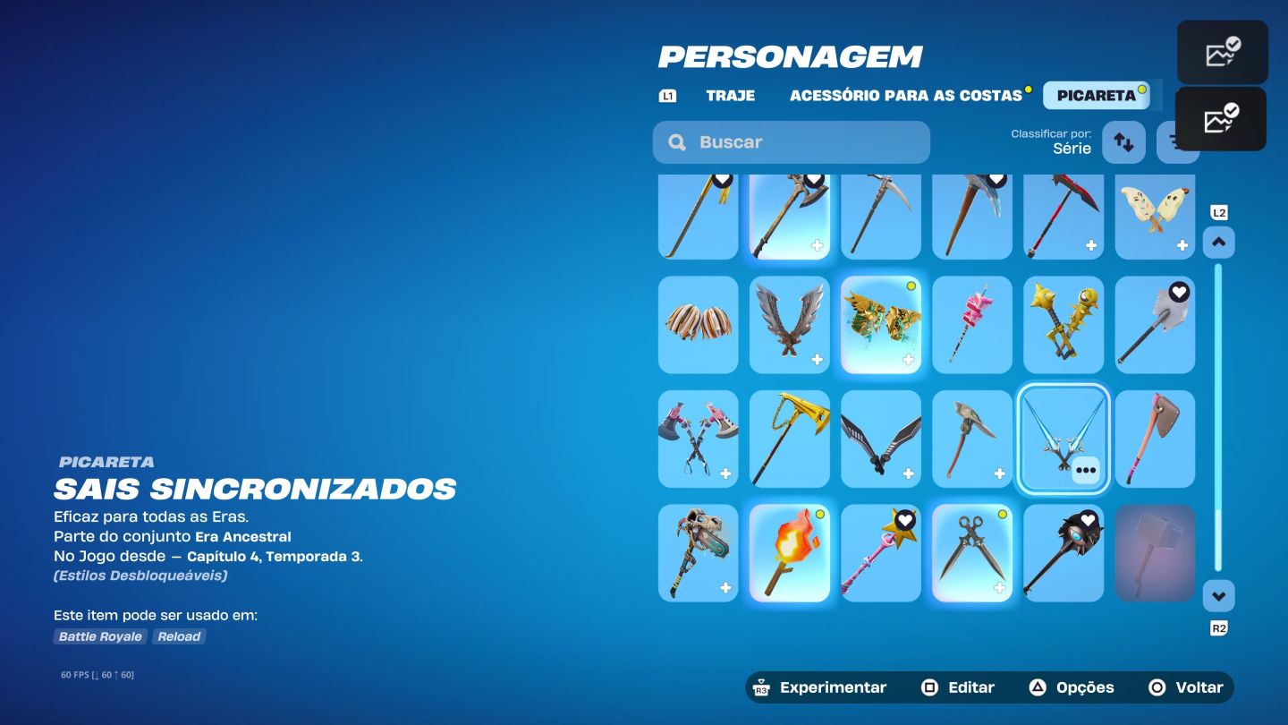 Conta try hard fortinite com passe do tony stark completo e machado do kratos