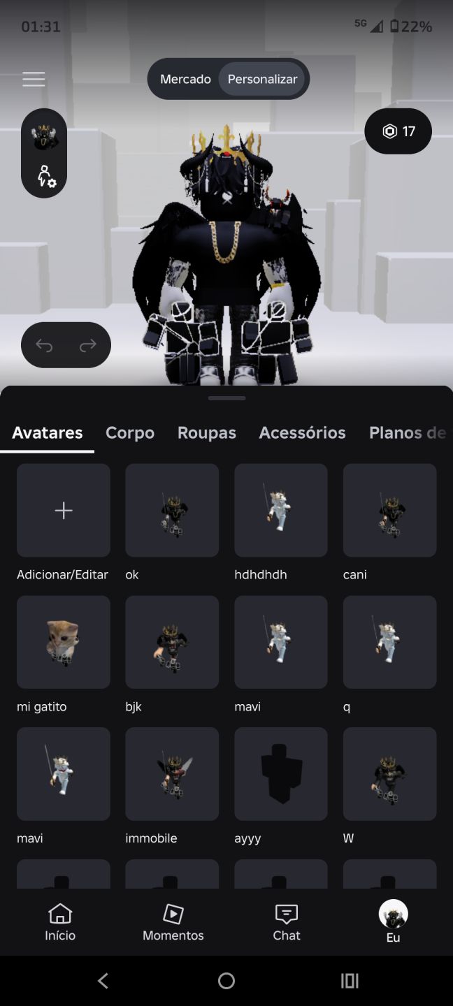 Conta Roblox com bastante skins e upada em alguns jogos