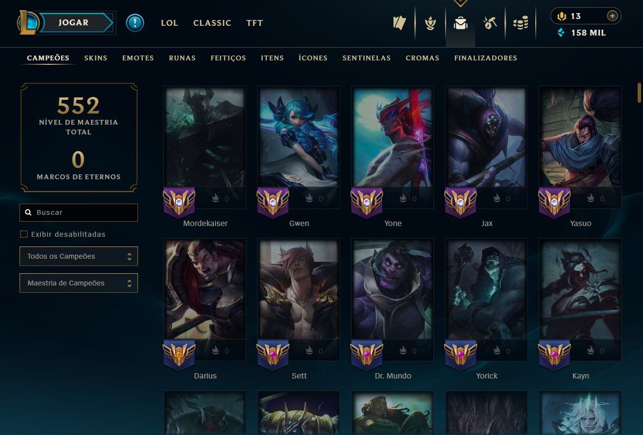 CONTA LOL MAIN MORDEKAISER M44 UNRANKED 237 SKIN 2 ULTIMATE 4 MIT 24 LENDARIO