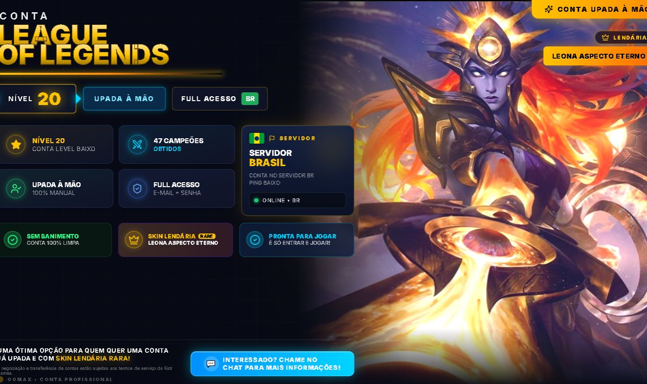 Conta de League of Legends LV20 Skin Leona Aspecto Eterno