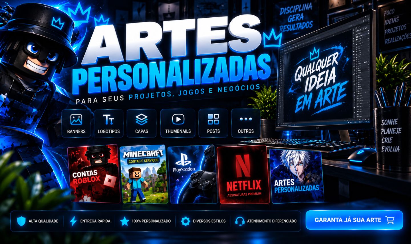 Artes Personalizadas | Banners, Logos, Capas e Thumbnails