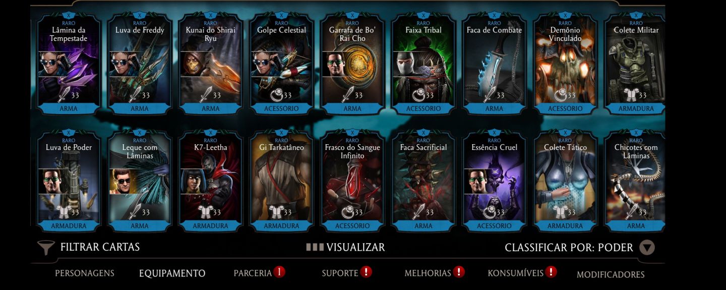 Conta mortal Kombat com vários ouros de desafio no X