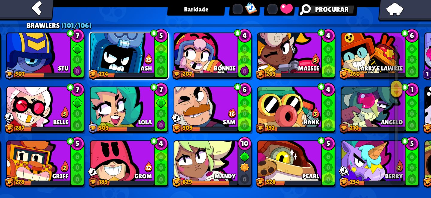 CONTA BRAWL STARS 53K TROFÉUS | 101 BRAWLERS | 143 SKINS | 4 LENDÁRIAS