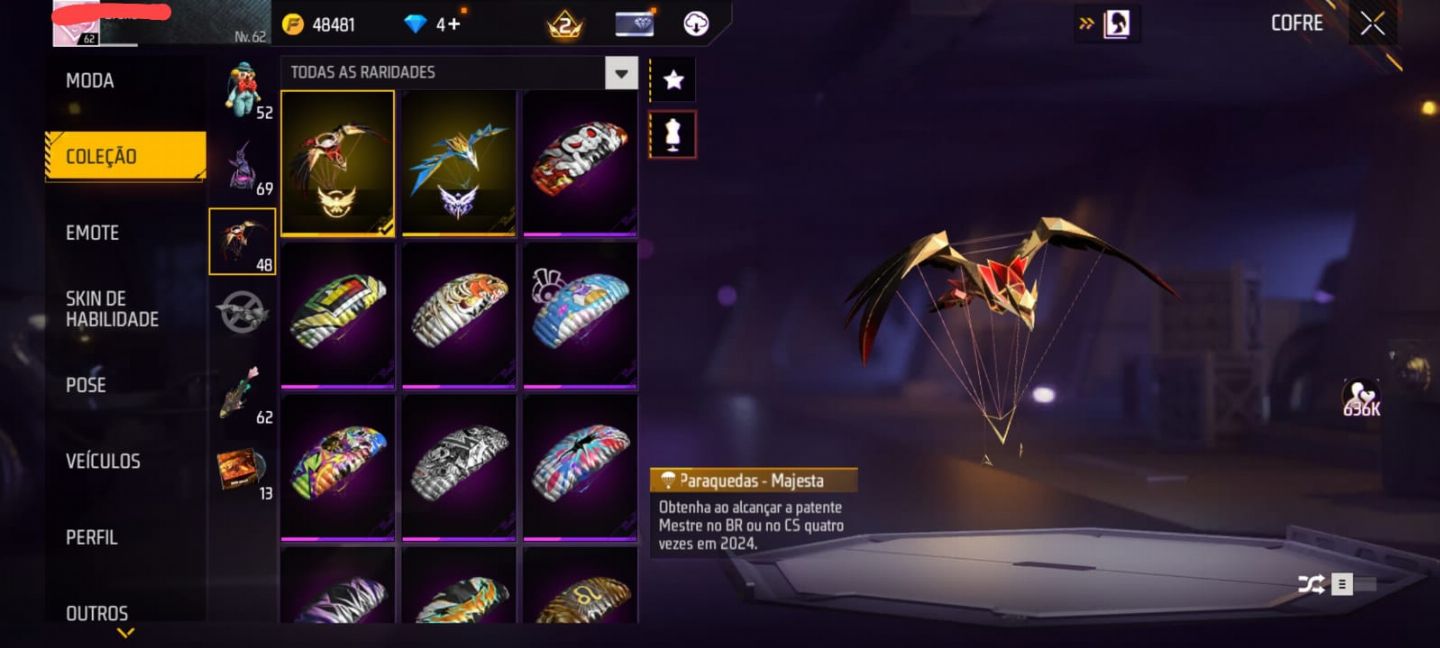 Conta free fire com angelical, armas tributadas
