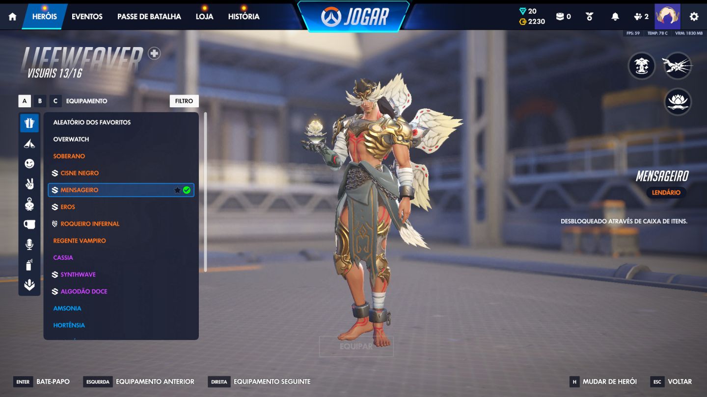 Conta Overwatch com 7mil horas com muitas skins!