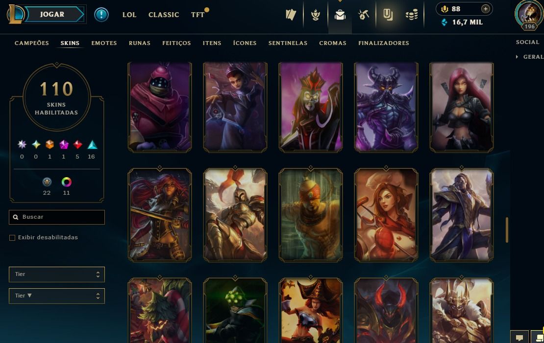 Full Acesso - 110 Skins - 150 Campeões - Level 196 - Promoção Só Hoje!!!