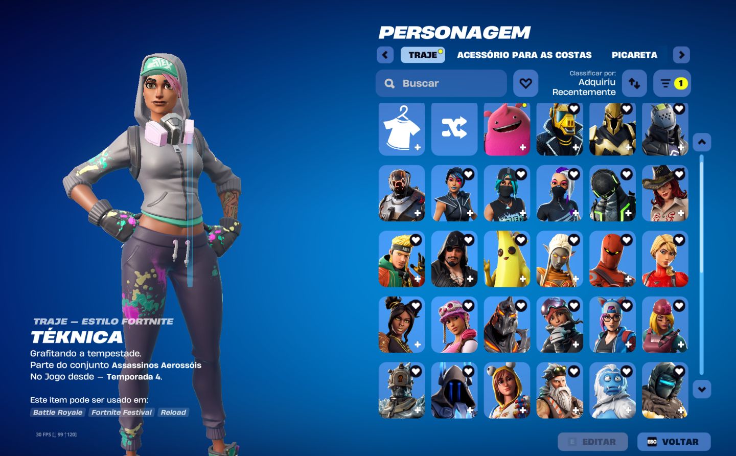 Conta antiga Fortnite - desde a Temporada 3 do capitulo 1 - skins, danças e etc.