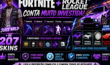 CONTA FORTNITE 2000Vbucks+ ROCKET LEAGUE Conta Premium | 207 Skins + Itens Raros