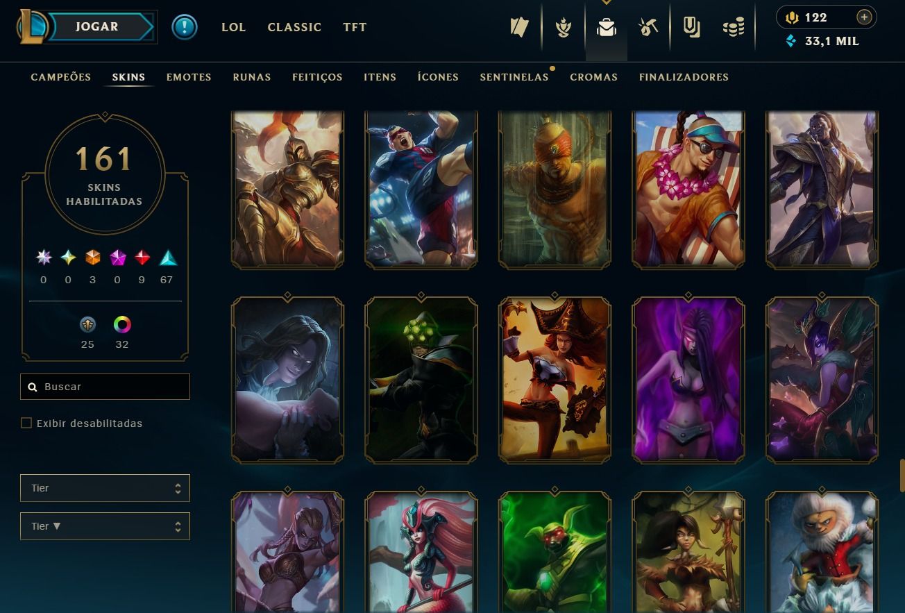 CONTA DE 2020 - 161 SKINS - LVL 259 - 123 CAMPEÕES - 33K DE EA - 32 CROMAS