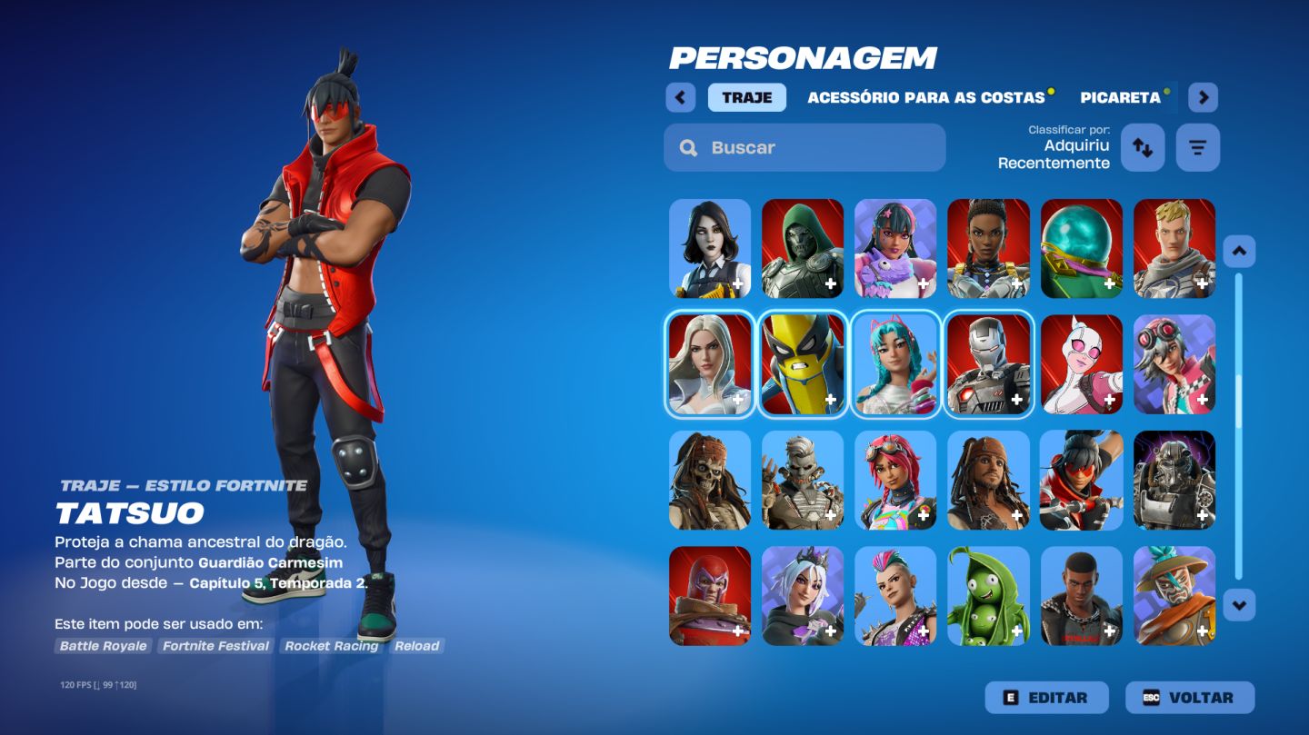 MELHOR CONTA DE FORTNITE PC 201 SKINS + MUITOS COSMÉTICOS