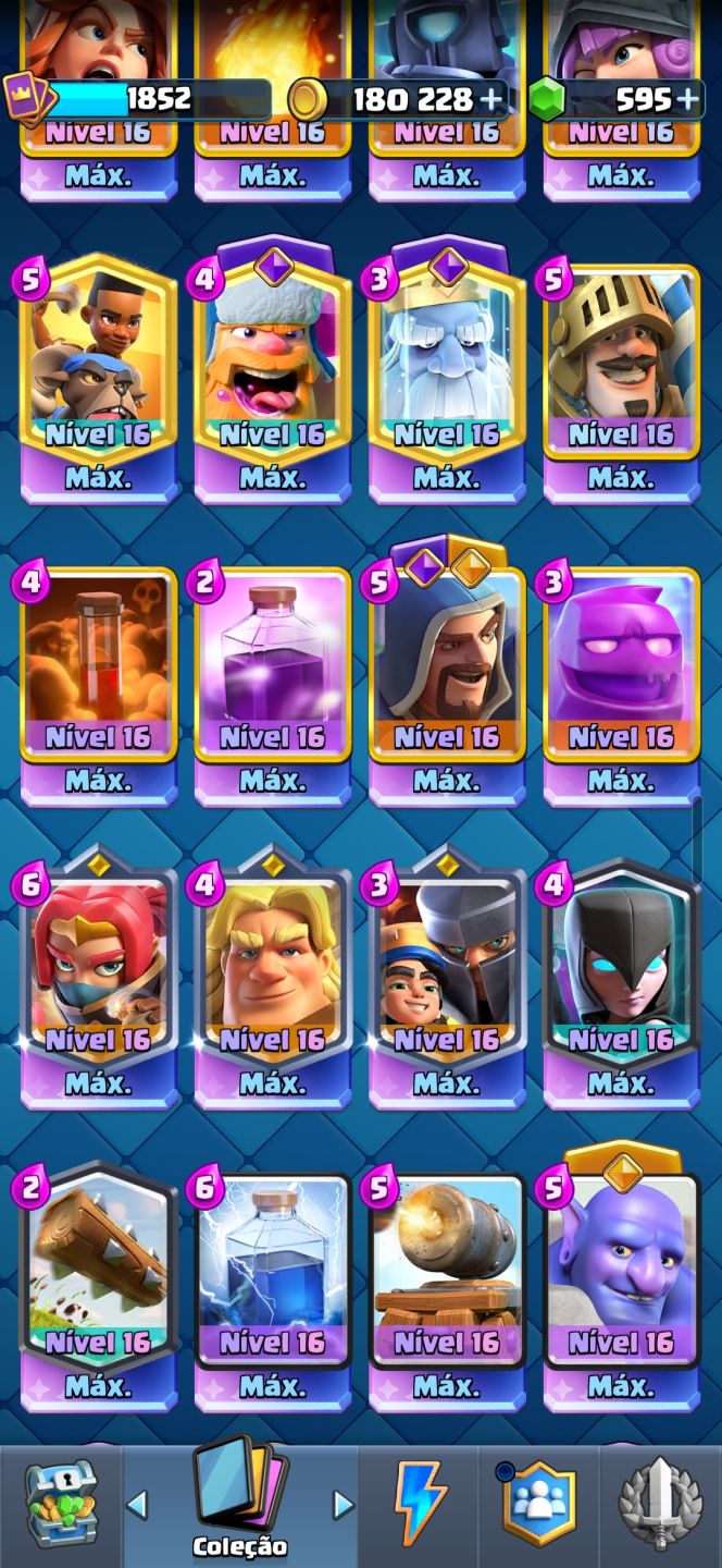 CONTA CLASH ROYALE | TORRE 16 | 41 CARTAS NV. 16 | 9 HERÓICAS | 22 EVOLUÇÕES