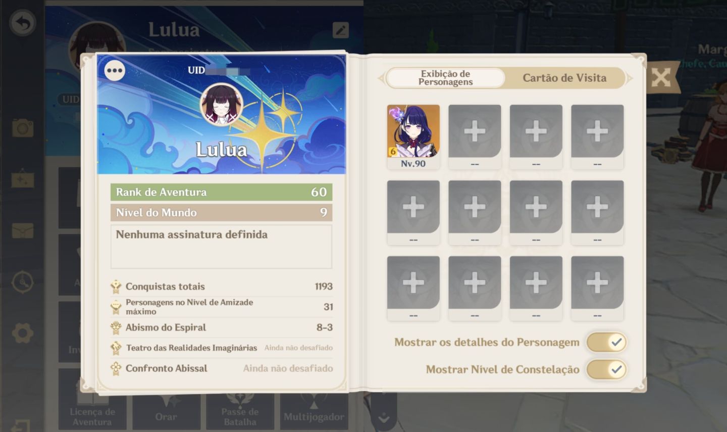 Conta Genshin Impact Rank de Aventura 60