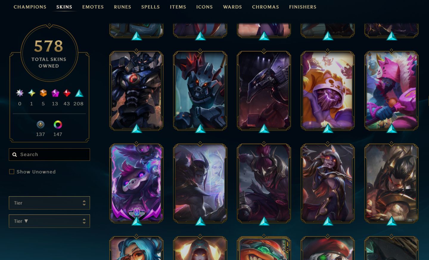 CONTA PLAT 3 / LVL 562 / 578 SKINS / 153 CHROMAS