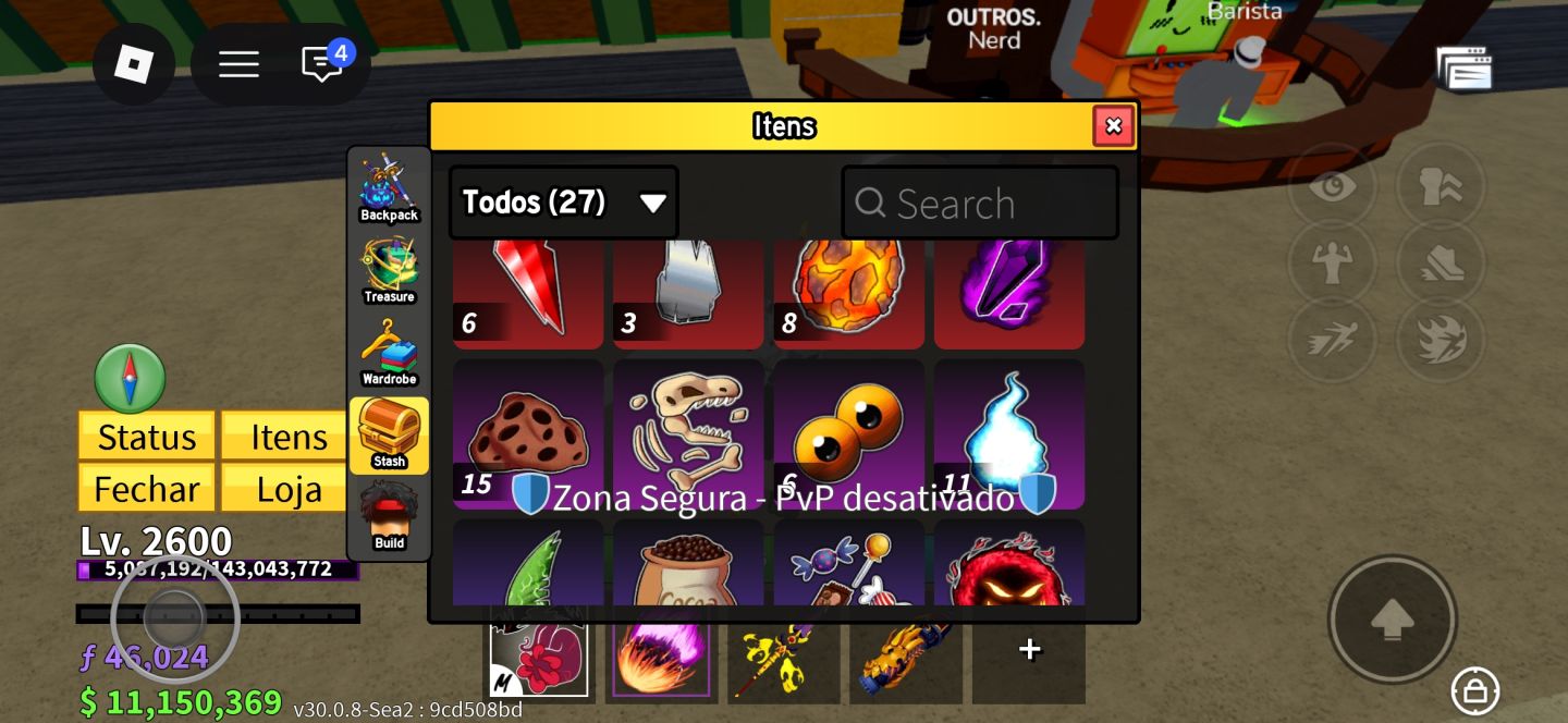 Conta muito boa com skin braba de blox fruit e outros jogos.valor a negociar .