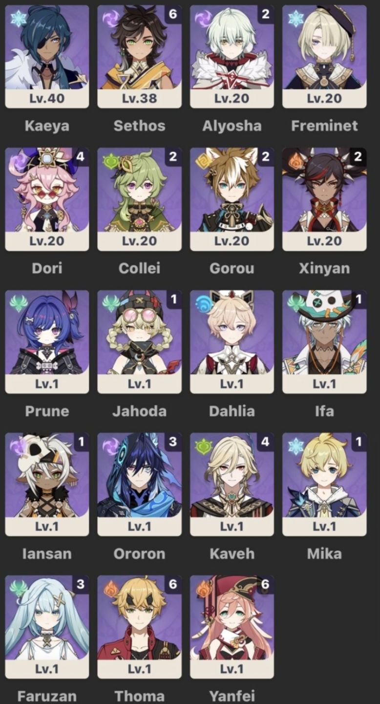 CONTA GENSHIN 79 PERSONAGENS | 27 T5 | AR 60 | PRONTA PRA JOGAR!