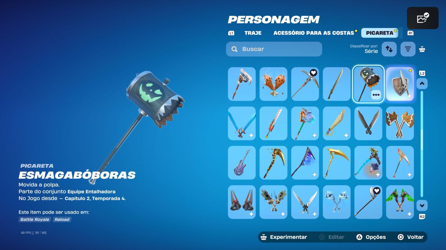 Conta try hard fortinite com passe do tony stark completo e machado do kratos