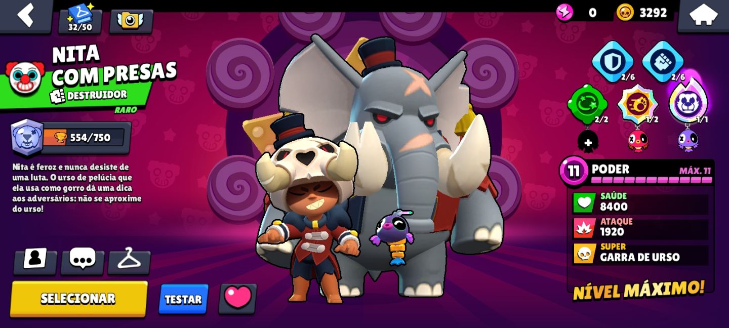 Conta de brawl stars com 54495 troféus, 108 brawlers, fama solar, e skins raras
