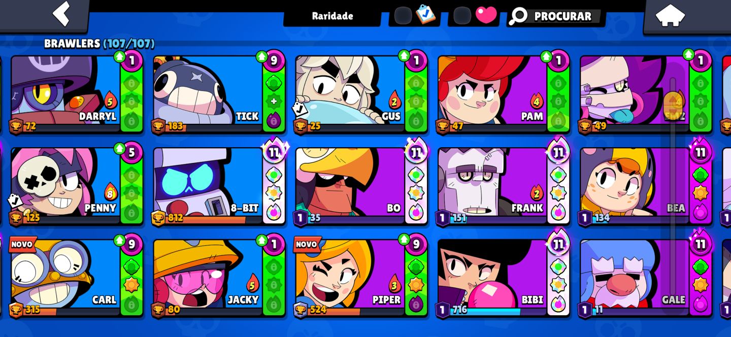 BRAWL STARS | 46.800 TROFÉUS | 107 BRAWLERS | 322 SKINS (PRA SAIR HOJE !!!!)