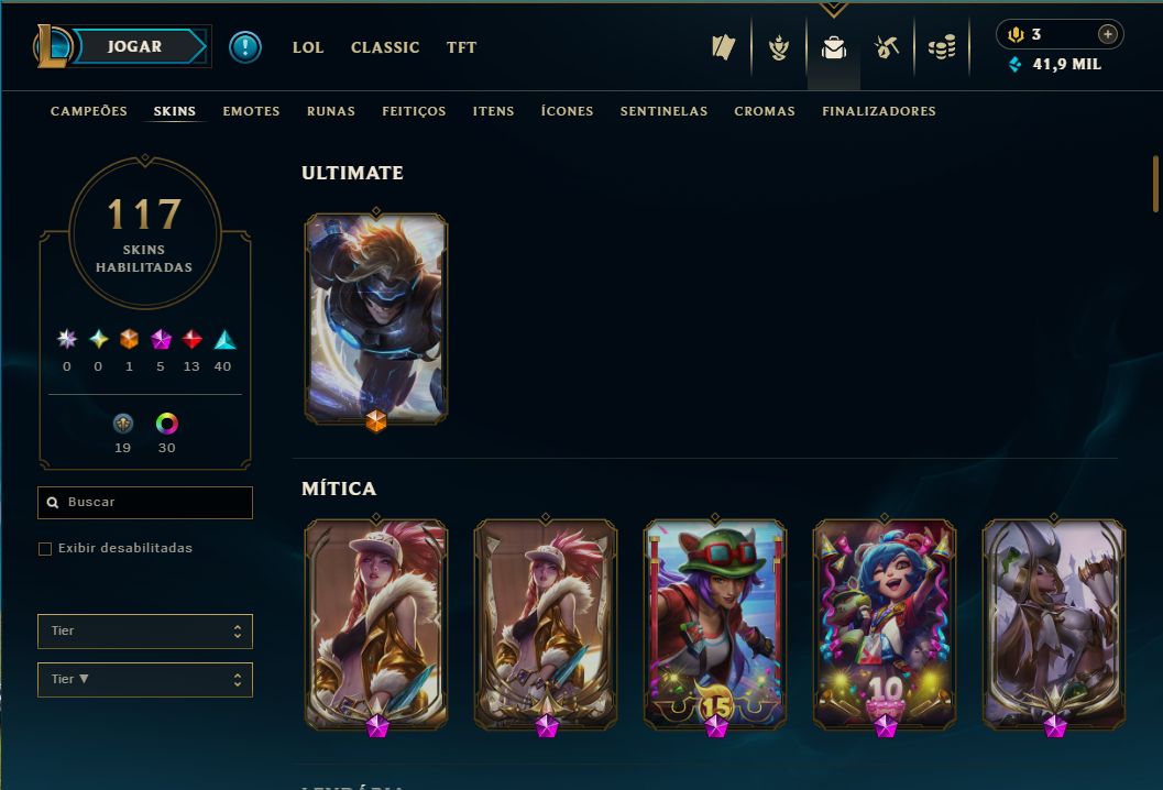 Conta LoL 117 Skins - Akali KDA Prestígio 2018 + Versão Exclusiva 2022