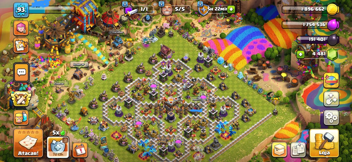 Contas de clash of clans 4 cv11 full com com algumas Skins e paisagens